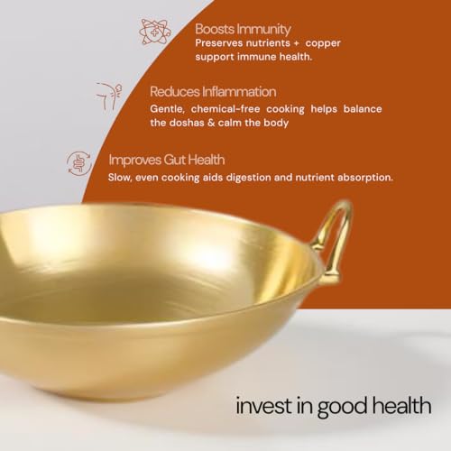 NUTRION Bronze Kadai Cookware Combo – 10″/3 L Kadai & 9″/1.8 – Tin-Coated Traditional Kerala Bronze, Chemical-Free, Even-Heat, Durable Duo - Image 3