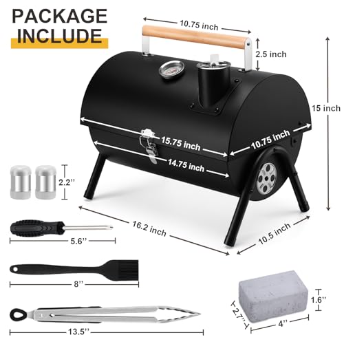 Joyfair Portable Charcoal Grill Set, Small Tabletop Barbecue Grill with Accessories Tools for Outdoor Camping BBQ Grilling Backyard Party Cooking, Heavy Duty & Innovative Design, Thermometer & Chimney - Image 2