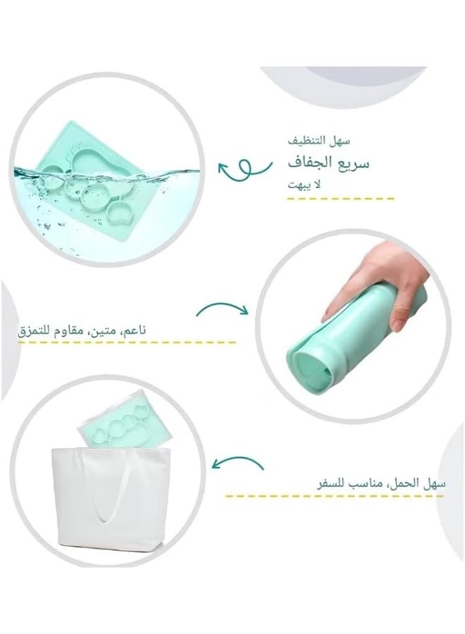 طبق سيليكون مقسم للأطفال بتصميم كابوريا لطيف ومميز مضاد للانزلاق آمن للأطفال مناسب لتقديم الطعام اليومي وتشجيع الطفل على الأكل الذاتي بسهولة وتنظيم الوجبات - Image 3
