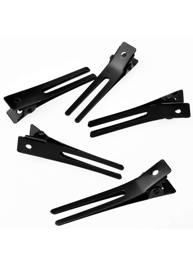 ووب مشابك تجعيد الشعر ذات الشقين المزدوجين، 50 قطعة من دبابيس الشعر المعدنية على شكل تمساح مقاس 1.8 بوصة لدبابيس تجعيد الشعر، مشابك تصفيف الشعر لصالونات الحلاقة (أسود) - Image 2