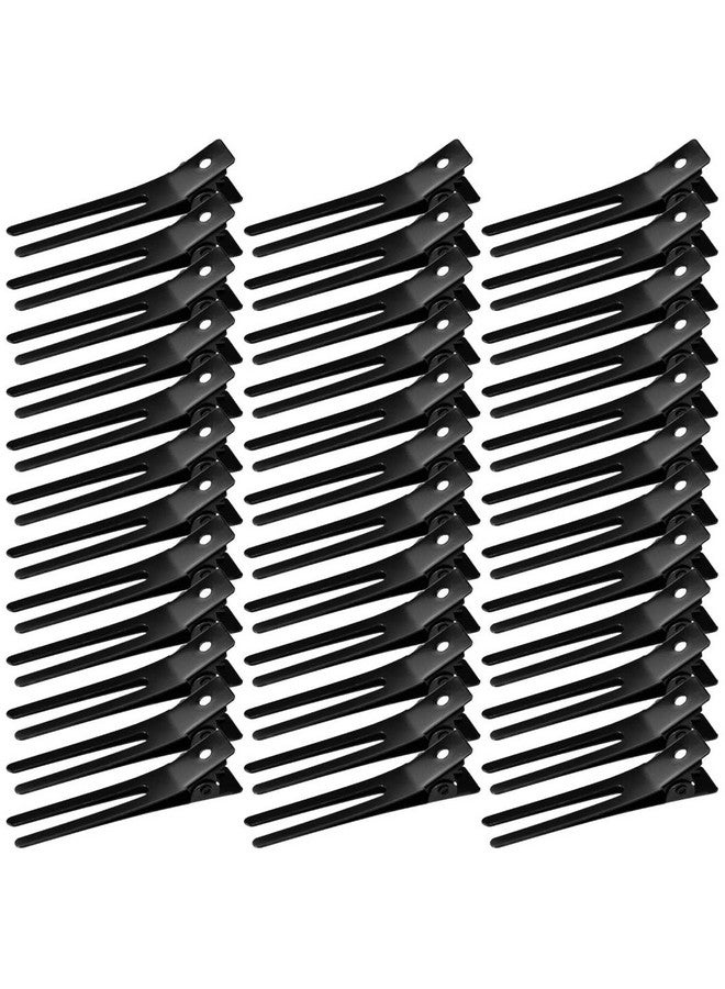 ووب مشابك تجعيد الشعر ذات الشقين المزدوجين، 50 قطعة من دبابيس الشعر المعدنية على شكل تمساح مقاس 1.8 بوصة لدبابيس تجعيد الشعر، مشابك تصفيف الشعر لصالونات الحلاقة (أسود) - Image 1