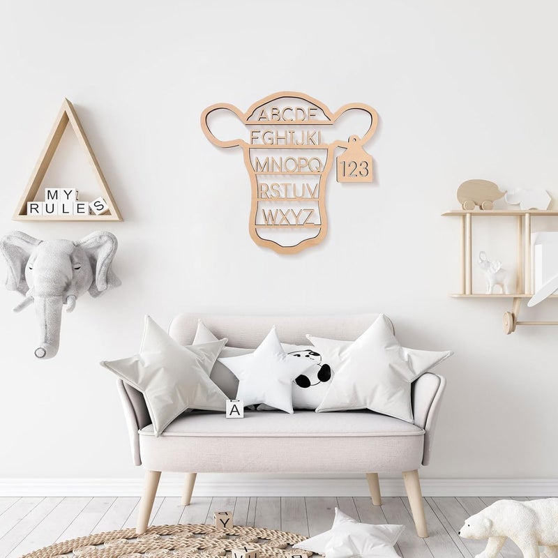Nichake Western Nursery Wall Decor Neutral Cow Alphabet Wall Art3D Cut ABC Letters SignsBoho Wall Decor for Nursery Bedroom Playroomand Kids Room - Image 5