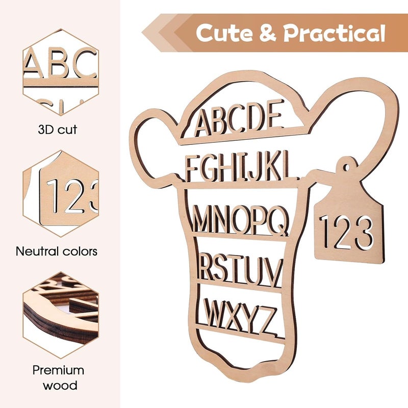 Nichake Western Nursery Wall Decor Neutral Cow Alphabet Wall Art3D Cut ABC Letters SignsBoho Wall Decor for Nursery Bedroom Playroomand Kids Room - Image 4