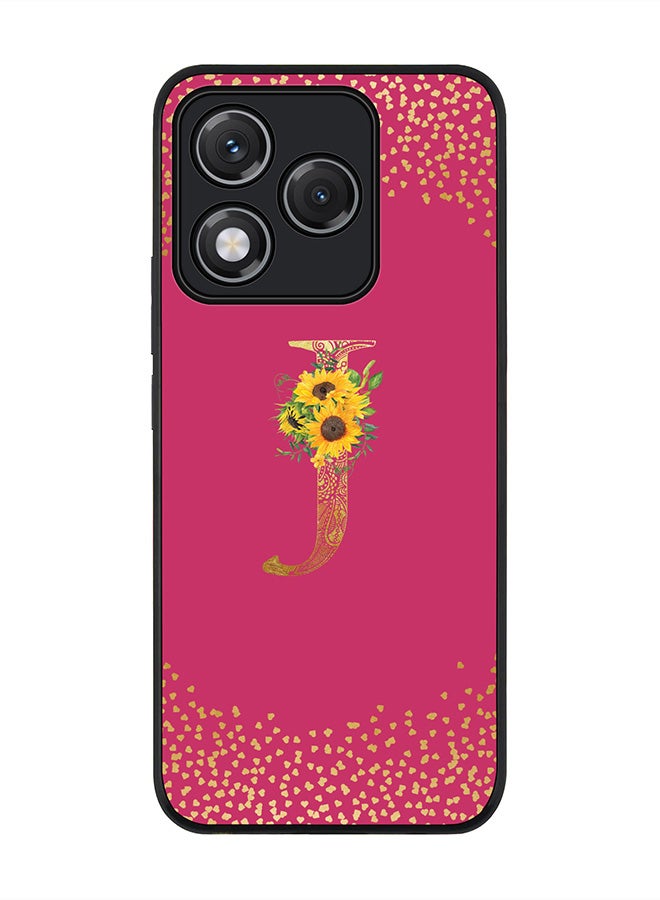 Stylizedd For Honor 400 Lite Case,Slim fit Camera Protection, Shockproof Thin Phone cover  - Custom Floral Monogram - J ( Deep Pink )
