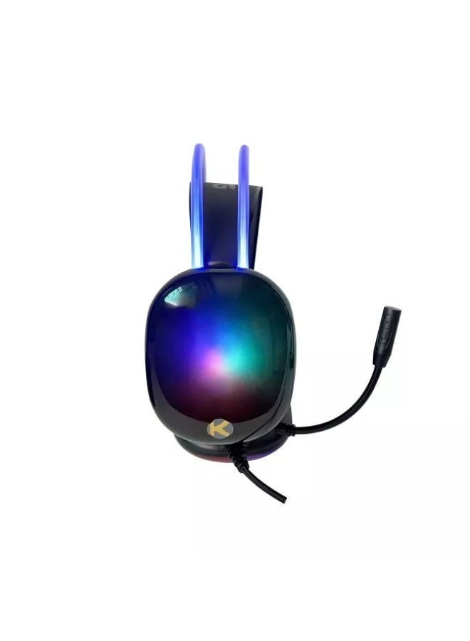 كي قيمنق سماعة ألعاب K Gaming K99 USB بصوت محيطي افتراضي 7.1، إضاءة RGB، ميكروفون بخاصية تقليل الضوضاء، مشغلات 40 مم، وسائد إسفنجية مريحة، USB Plug & Play، متوافقة مع الكمبيوتر وPS5 وPS4 وXbox واللابتوب – أسود - Image 3