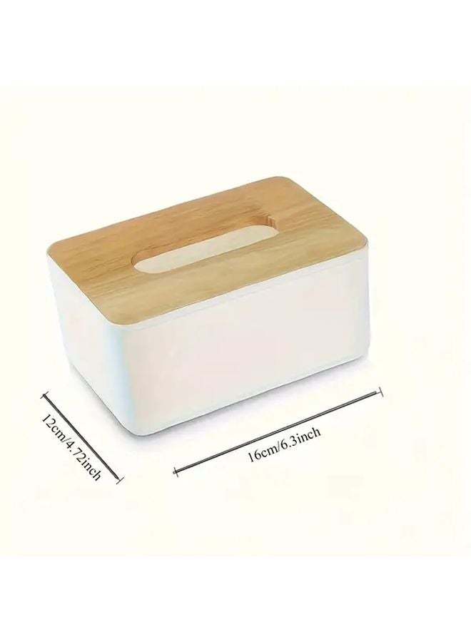 Black Modern Tissue Box Holder Minimalist Wood Grain Cover Space Saving Design - Image 5