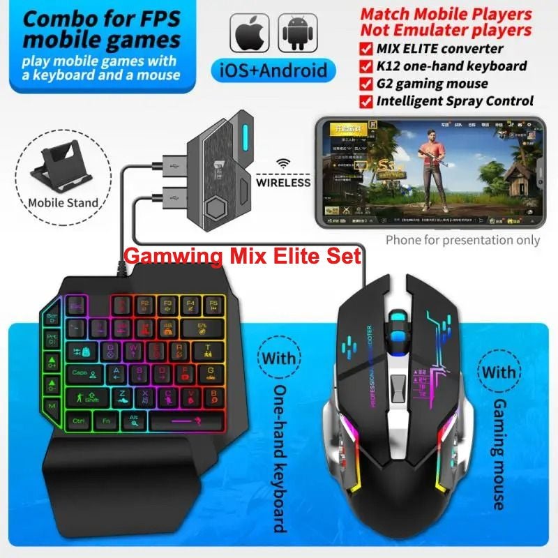 Gamwing Mix SE Elite Left-Hand Keyboard and Mouse Converter for Android Mobile Gaming - Image 1