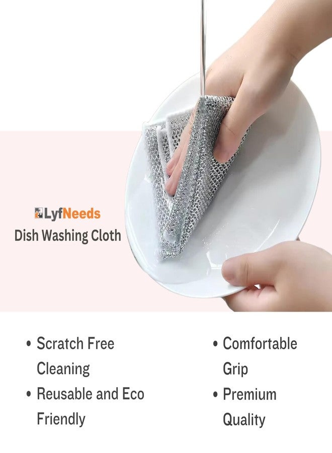 LyfNeeds Non Scratch Wire Dishwashing Rag - Upgraded Double Layer 8 Pcs, Reusable Multipurpose Wire Dishcloth for Wet & Dry Cleaning, Ideal for Kitchen, Sinks, Pots & Pans - Image 2