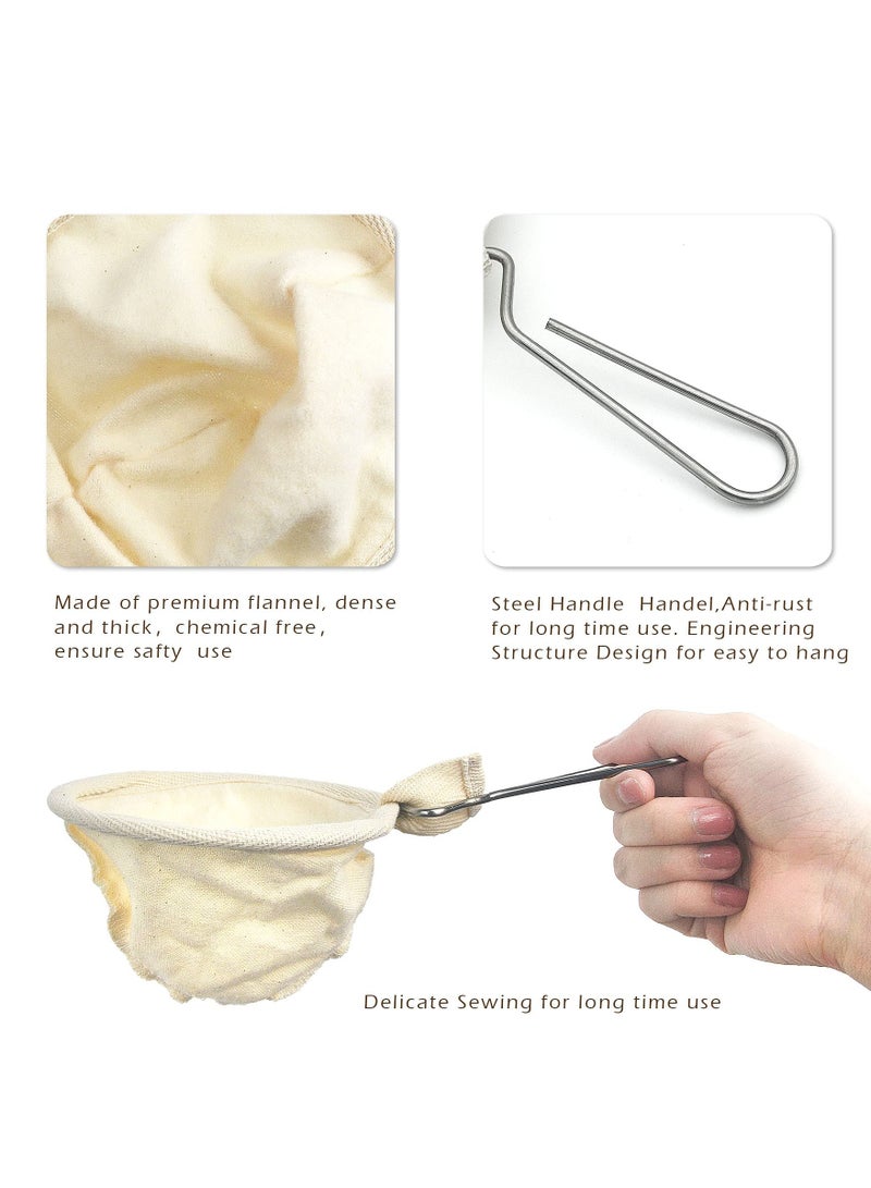 KASTWAVE 3 Pcs Flannel Cloth Coffee Filter Bags with Steel Handle and 1 Stainless Steel Coffee Scoop - Reusable Handmade Coffee Dripper for Home, Office, and Travel Use  - Image 3