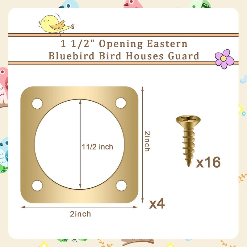 Ripeng Metal Bird House Guard with Copper Portal for Eastern Bluebird Houses 1 1/2 Inch Opening (2 Pieces) - Image 2