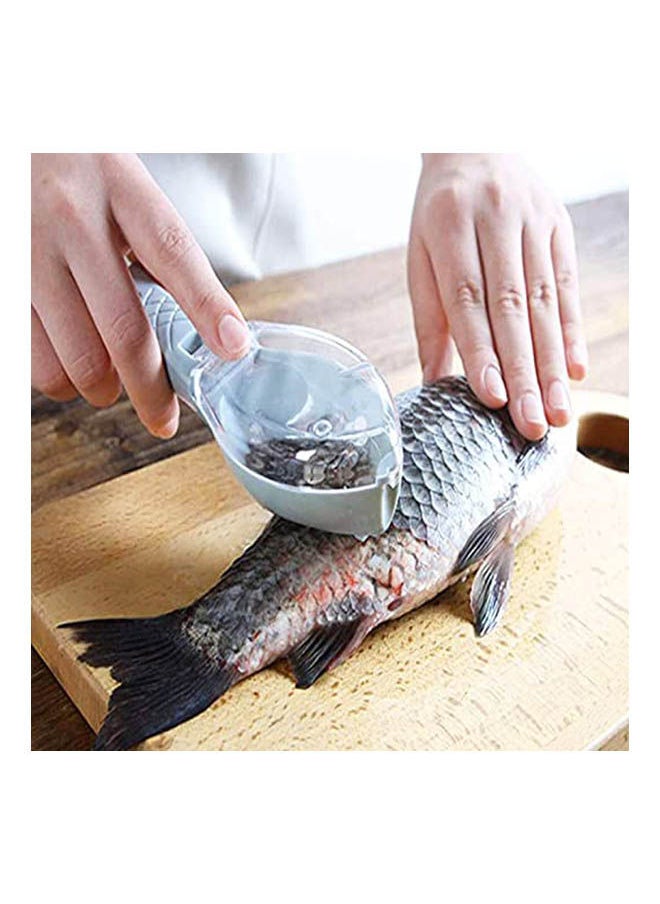 NIBEMINENT 3 Pieces Fish Clean Scales Plastic Scale Sc Tools Scaler Brush Peeler Remover With Clear Cover For Home Kitchen Restaurant Blue 6.3X2.16X1.65inch  - Image 2