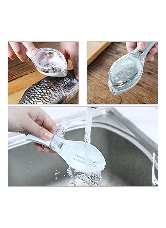NIBEMINENT 3 Pieces Fish Clean Scales Plastic Scale Sc Tools Scaler Brush Peeler Remover With Clear Cover For Home Kitchen Restaurant Blue 6.3X2.16X1.65inch  - Image 3