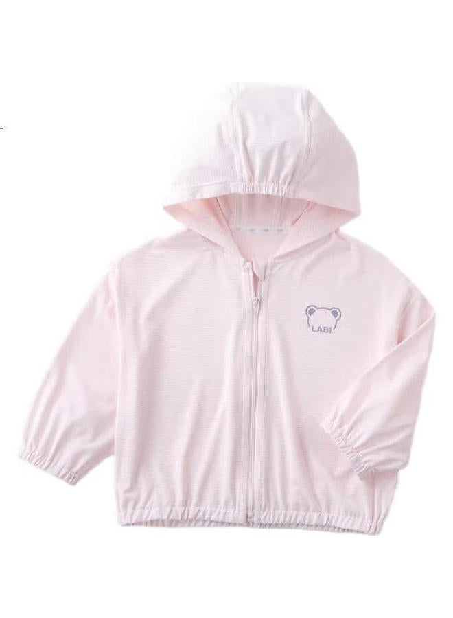 Labi Baby Children'S Sun Protection Clothing Spring/Summer Breathable Outdoor Uv Protection Hooded Pink 080