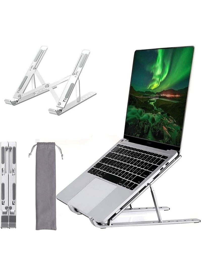 حامل لابتوب قابل للطي من خليط معدني من الألومنيوم قابل للتعديل فضي - Image 1