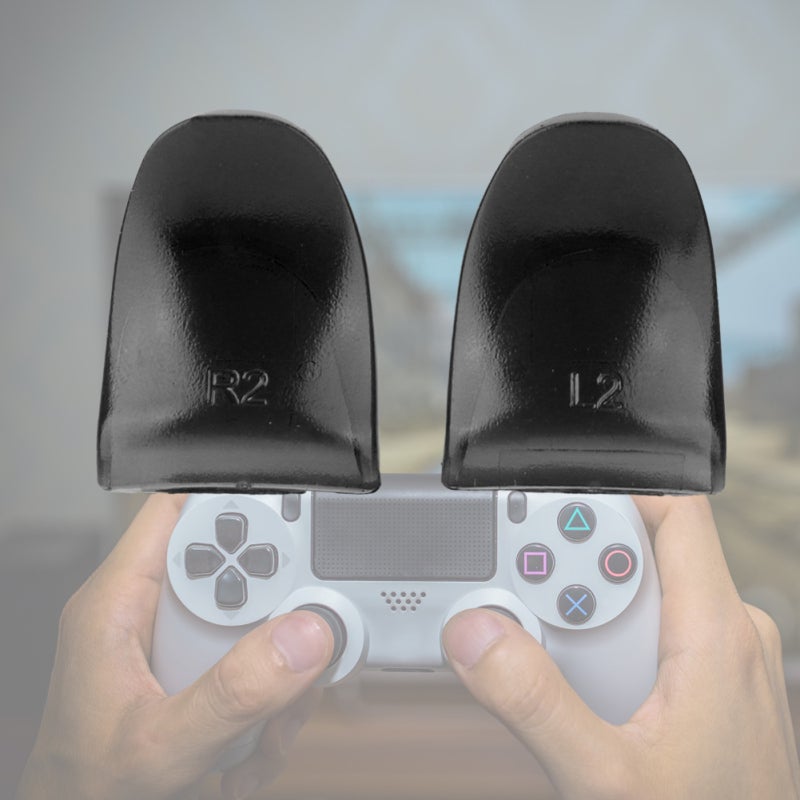 PS4 Controller Trigger Extender: Black ABS & Rubber Material - Anti-Slip Design for PS4 Controller Faster Trigger Pulls for FPS Gaming Enthusiasts - Image 2