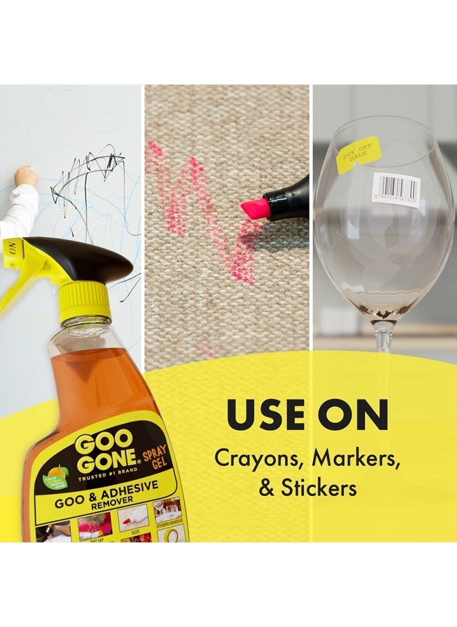 Goo Gone - Adhesive Remover Spray Gel - 2 Pack and Sticker Lifter - Removes Chewing Gum Grease Tar Stickers Labels Tape Residue Oil Blood Lipstick Mascara - Image 1