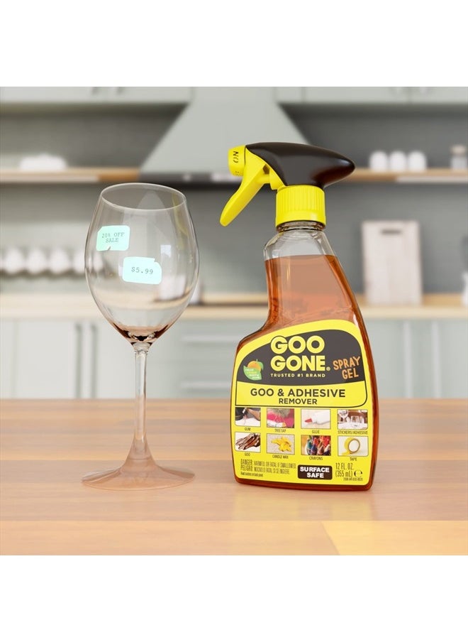Goo Gone - Adhesive Remover Spray Gel - 2 Pack and Sticker Lifter - Removes Chewing Gum Grease Tar Stickers Labels Tape Residue Oil Blood Lipstick Mascara - Image 1
