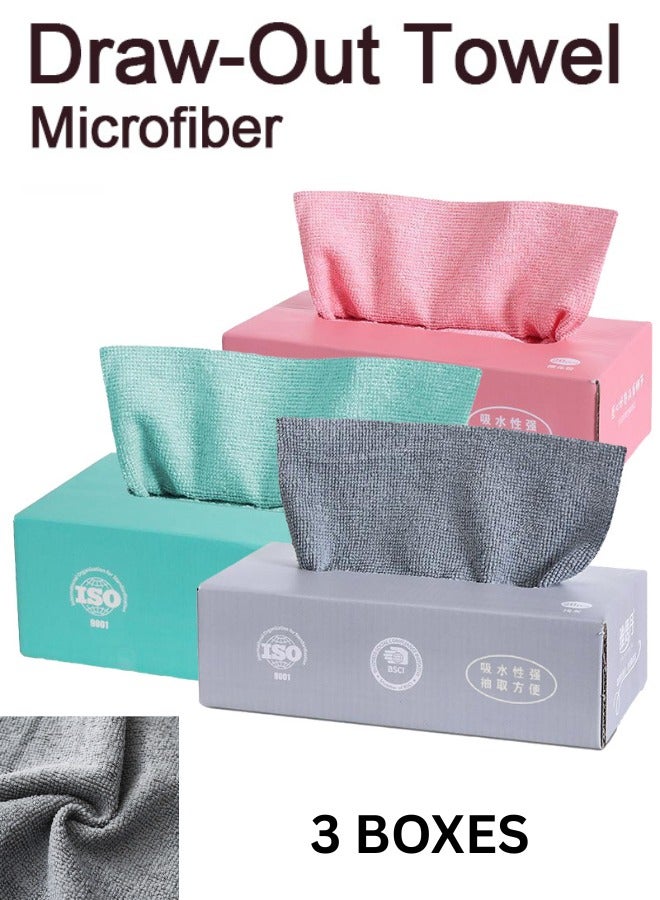Pack of 3 Boxes Kitchen Draw Out Microfiber Towel 20pcs per Box Disposable Dishwashing Cloth Non Stick Cleaning Towel for Home Kitchen - Image 1