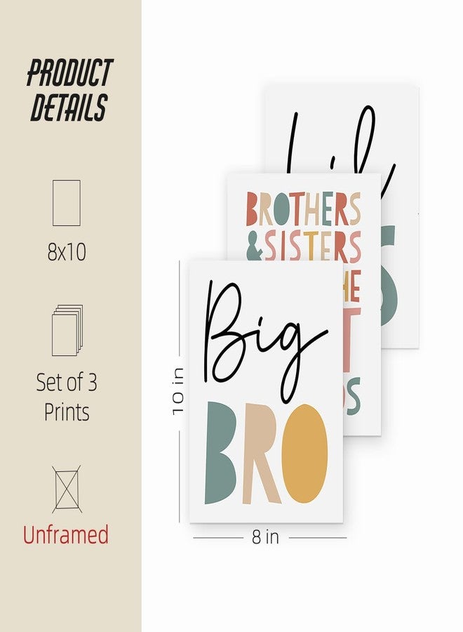 ETVISO Nursery Big Bro Lil Sis Wall Art Set of 3, Kids Room Wall Art, Sisters Brothers Prints, Play Room Decor for Kids, 8x10 (Unframed) - Image 4