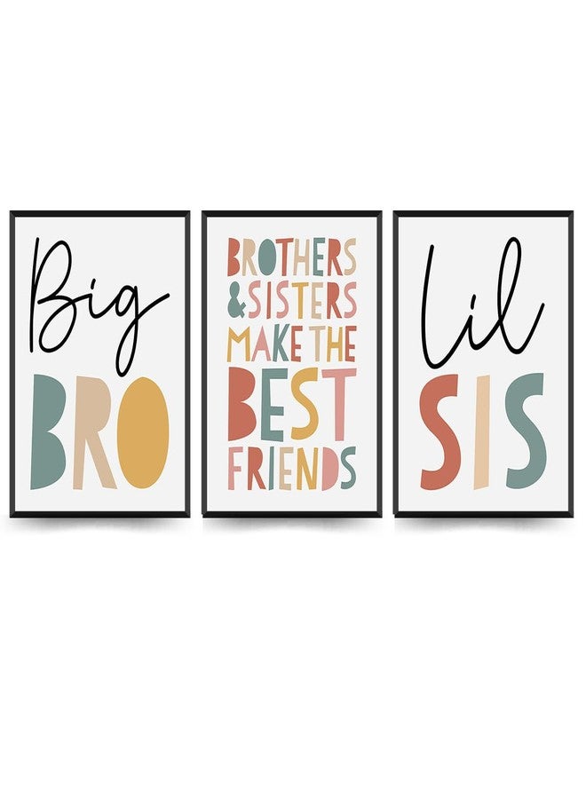 ETVISO Nursery Big Bro Lil Sis Wall Art Set of 3, Kids Room Wall Art, Sisters Brothers Prints, Play Room Decor for Kids, 8x10 (Unframed) - Image 1