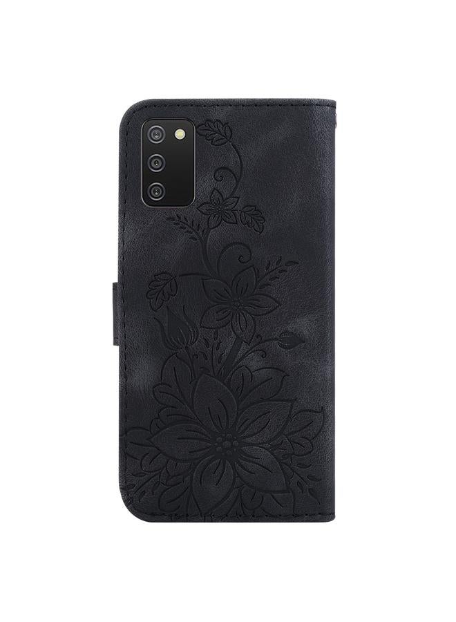 اس-توب جراب لهاتف Samsung Galaxy A02s EU مقاس 166.5 مم من الجلد المنقوش بنقشة زنبق - Image 3