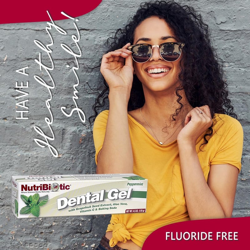 NutriBiotic â€“ Dental Gel, Golden Peppermint, 4.5 Oz | with GSE, Aloe, Vitamin C & Baking Soda | Vegan, Biodegradable & Free of Fluoride, Gluten & Sodium Lauryl Sulfate / SLS - Image 2