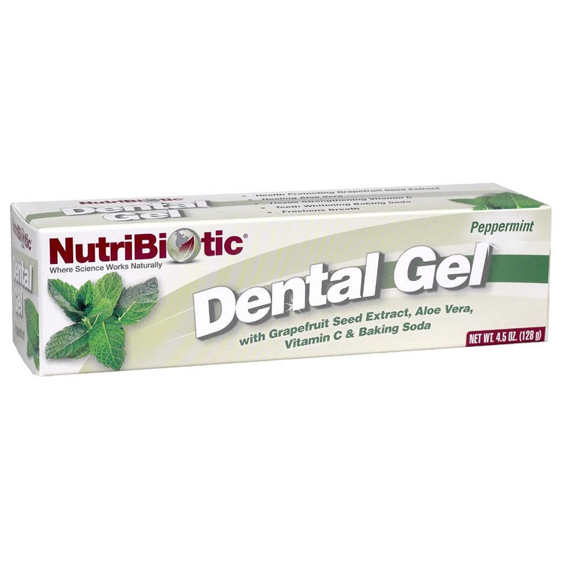 NutriBiotic â€“ Dental Gel, Golden Peppermint, 4.5 Oz | with GSE, Aloe, Vitamin C & Baking Soda | Vegan, Biodegradable & Free of Fluoride, Gluten & Sodium Lauryl Sulfate / SLS - Image 1
