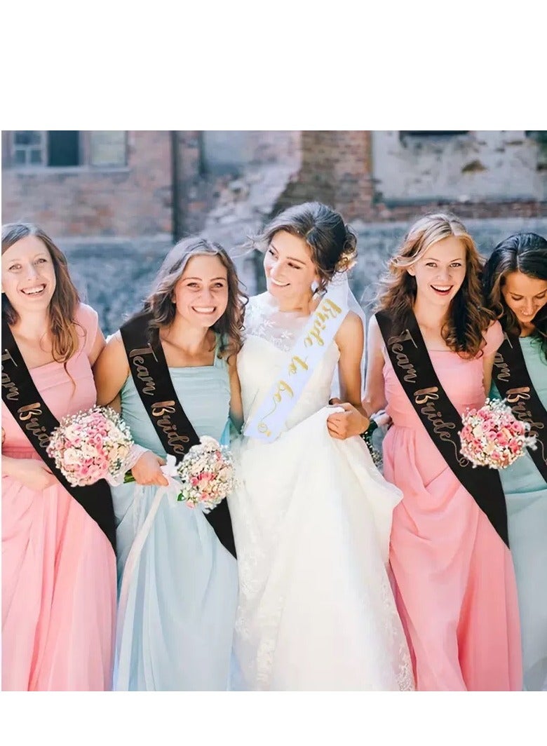 Team Bride Sash Set- 1 White Bride to Be Sash and 6 Team Bride Sashes Bachelorette Party Supplies Bachelorette Sash Bridesmaid Sashes for Bridal Party & Wedding (7pcs) - Image 3