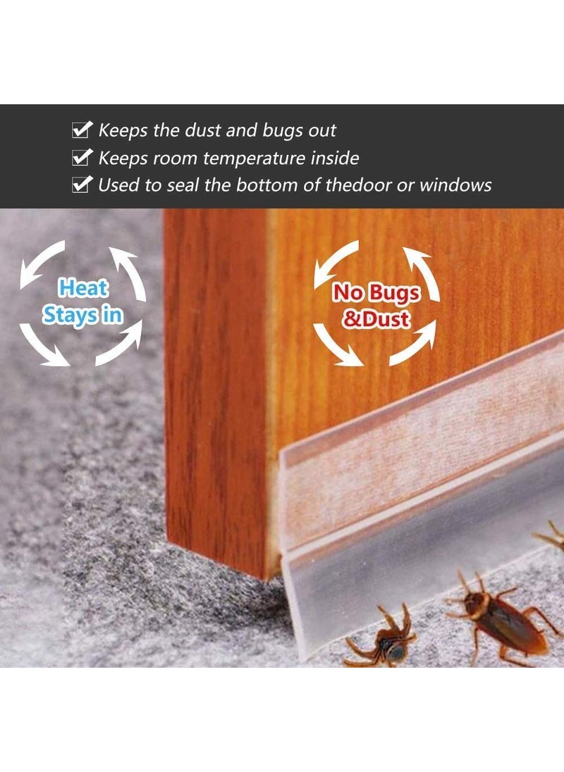 Ncry Ncry Silicone Door Seal Strips Soundproof Weather Stripping Windproof Door Self Adhesive Sealing Sticker for Window Gaps Insect Bottom of Side Door Tape for Home 3 MeterWhite  - Image 2
