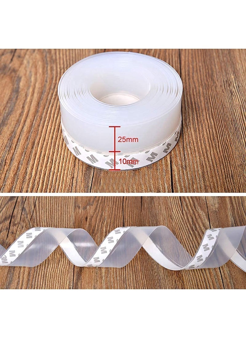Ncry Ncry Silicone Door Seal Strips Soundproof Weather Stripping Windproof Door Self Adhesive Sealing Sticker for Window Gaps Insect Bottom of Side Door Tape for Home 3 MeterWhite  - Image 3