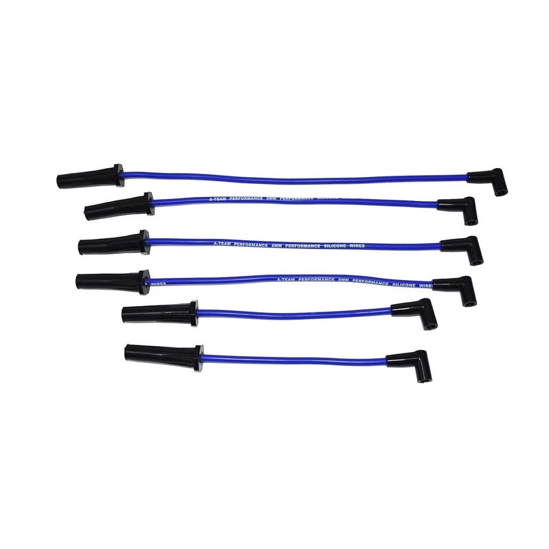 A-Team Performance 8.0 mm Silicone Spark Plug Wire Set - Black 90-Degree Boots for HEI Distributor - Includes Glow Plug Removal Tool - Compatible with Ford Truck 6 Cylinder 250&300 4.9L - Black - Image 2