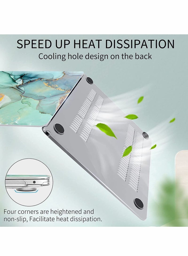 حقيبة لابتوب متوافقة مع ماك بوك إير 13 بوصة 2020 2019 2018 إصدار A2337 M1/A2179/A1932 ، غلاف لوحة مفاتيح ماربل ملون لمستشعر بصمة الإصبع - Image 4