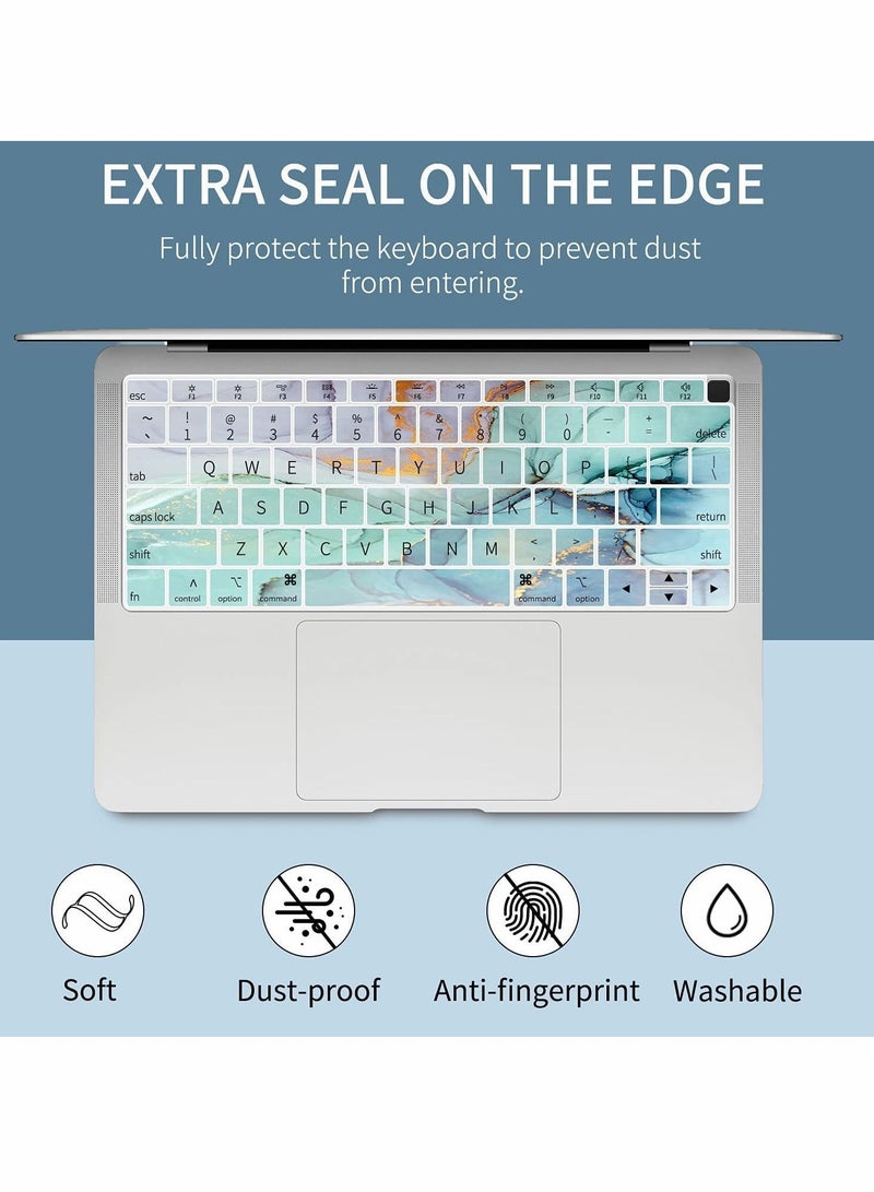 حقيبة لابتوب متوافقة مع ماك بوك إير 13 بوصة 2020 2019 2018 إصدار A2337 M1/A2179/A1932 ، غلاف لوحة مفاتيح ماربل ملون لمستشعر بصمة الإصبع - Image 5
