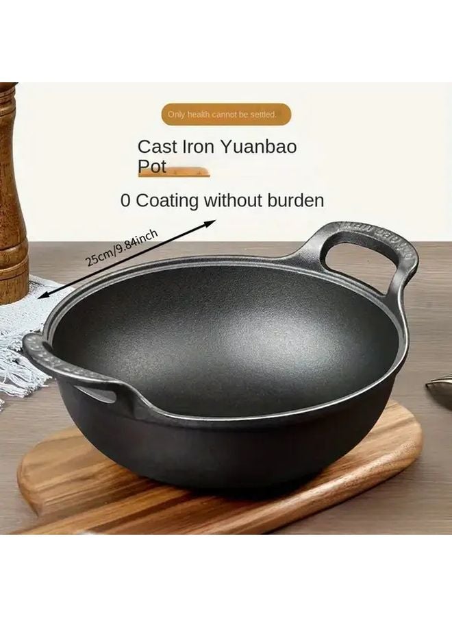 7.87 Inch Cast Iron Dutch Oven Non Stick Dual Handle Wooden Lid Induction Safe - Image 4