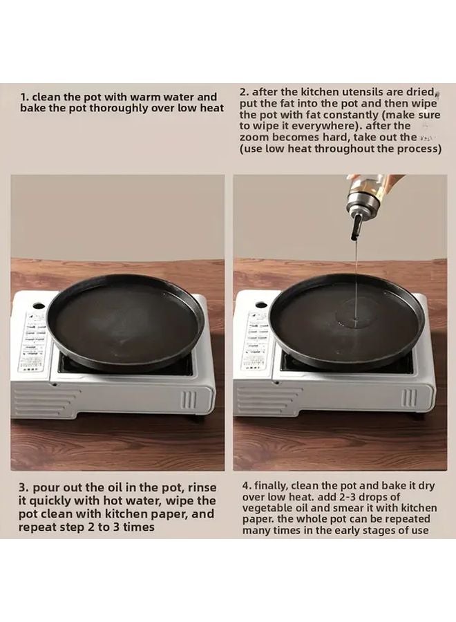 7.87 Inch Cast Iron Dutch Oven Non Stick Dual Handle Wooden Lid Induction Safe - Image 5