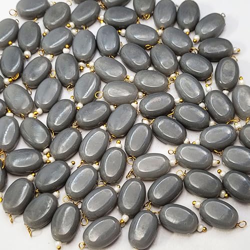 INDIKONB Chocolate Shape Lariya Bead for Blouse, Embroidery Saree – 100 Pcs Plastic Beads for Embroidery Work, Saree Kuchu Beads, Blouse Work Accessories (Grey) - Image 1