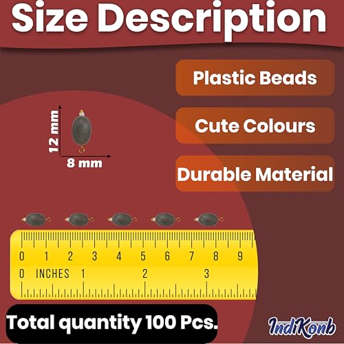 INDIKONB Chocolate Shape Lariya Bead for Blouse, Embroidery Saree – 100 Pcs Plastic Beads for Embroidery Work, Saree Kuchu Beads, Blouse Work Accessories (Grey) - Image 2