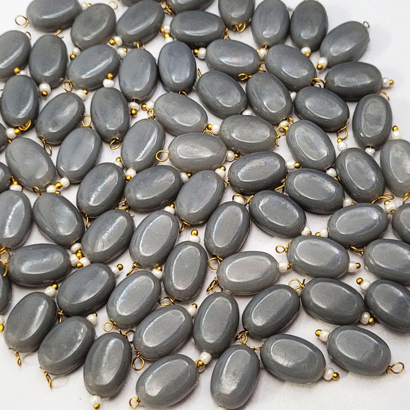 INDIKONB Chocolate Shape Lariya Bead for Blouse, Embroidery Saree – 100 Pcs Plastic Beads for Embroidery Work, Saree Kuchu Beads, Blouse Work Accessories (Grey) - Image 4