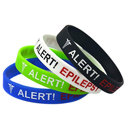ZENRUIMING 4Pcs Medical Alert Epilepsy Silicone Bracelet Adult Epilepsy Warning Elastic WristBand - Image 1