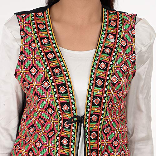 Craft Trade Ethnic Jacket for Women Waist Coat Stylish Cotton Handmade Navratri Traditional Rajasthani Embroidered Mirror Work Gujrati Kutchi Koti for Girls - Bust Size 34-36 Inches - Image 5
