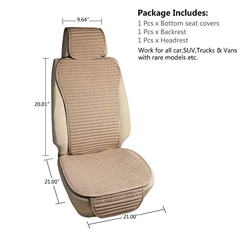 Suninbox Car Seat Covers Universal Car Seat Covers Pads Mat,Buckwheat Hull Bottom Seat Covers for Cars,Cooling Seat Covers Breathable Comfortable Ventilated (Beige Front Seat) - Image 2