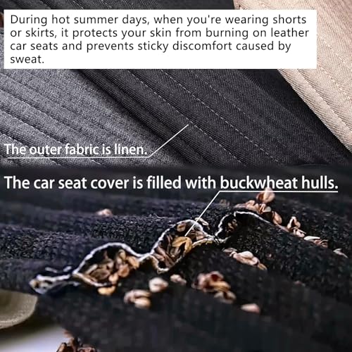 Suninbox Car Seat Covers Universal Car Seat Covers Pads Mat,Buckwheat Hull Bottom Seat Covers for Cars,Cooling Seat Covers Breathable Comfortable Ventilated (Beige Front Seat) - Image 4