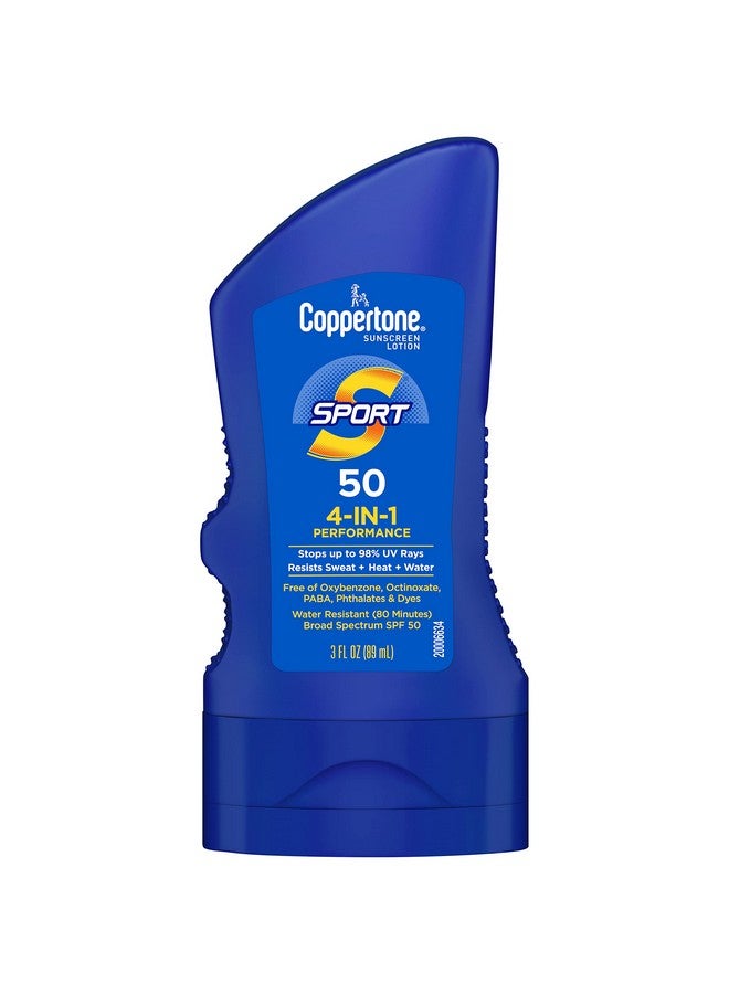 Coppertone Sport Sunscreen Spf 50 Lotion Water Resistant Body Sunscreen Lotion Travel Size 3 Fl Oz - Image 1
