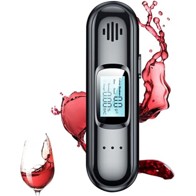 rayihni Breathalyser Police Accurate, Portable Alcohol Tester, Rechargeable Professional Breath Alcohol Tester with LCD Screen, Per Mille Meter for Personal and Professional Use - Image 2