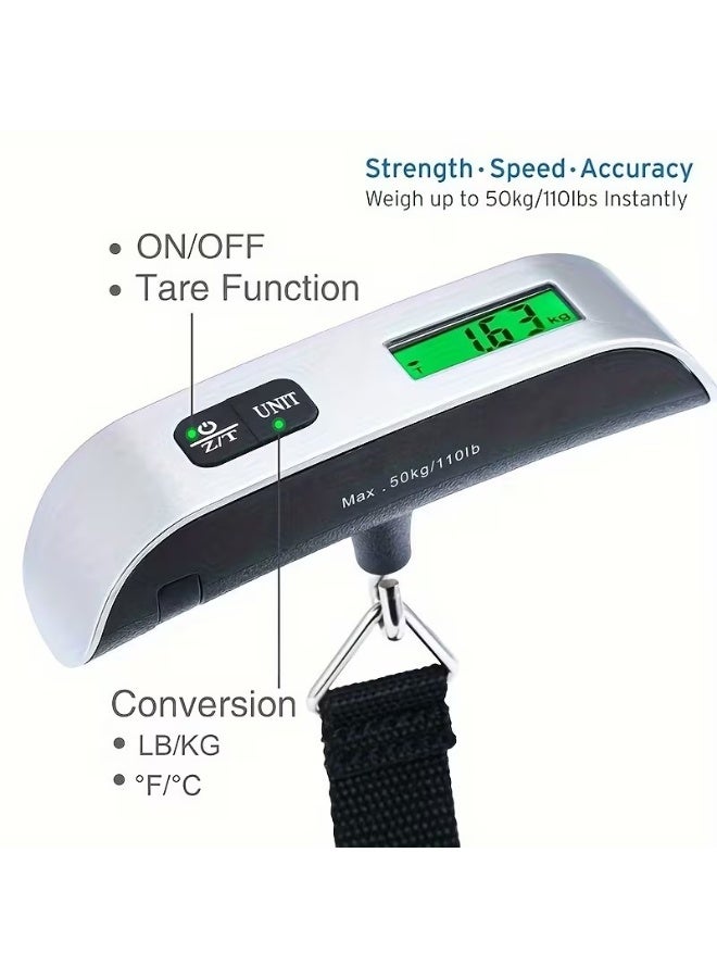 Goolsky Portable Digital Luggage Scale with LCD Display & High-Precision - 110lb/50kg Capacity, Overload Indicator, - Suitcase Scale with Hanging Strap for Airplane, Train, Travel - Lightweight & Easy-Read Bag Weight Balance Tool - Image 2