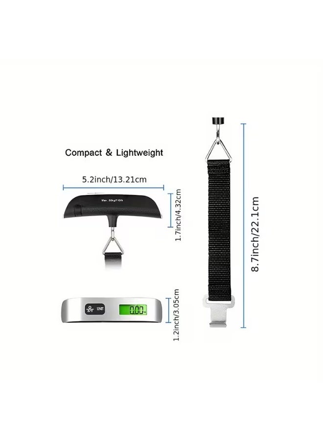 Goolsky Portable Digital Luggage Scale with LCD Display & High-Precision - 110lb/50kg Capacity, Overload Indicator, - Suitcase Scale with Hanging Strap for Airplane, Train, Travel - Lightweight & Easy-Read Bag Weight Balance Tool - Image 5