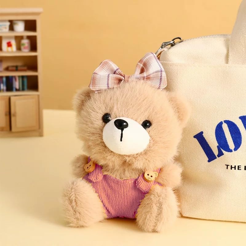 YILANFULL Cute Plush Keychains,Pink Bow Bear Keychain Bag Charms, Women Lovely Elegant Bowknot Teddy Bears Purse Charms Handbags Bag Accessories - Image 3