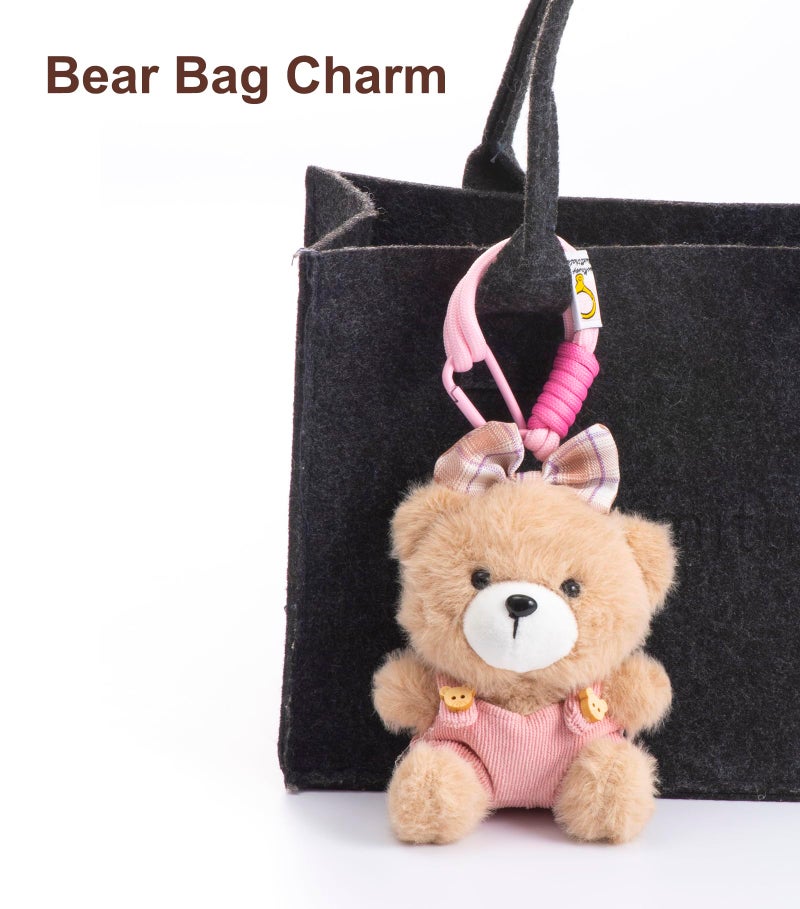 YILANFULL Cute Plush Keychains,Pink Bow Bear Keychain Bag Charms, Women Lovely Elegant Bowknot Teddy Bears Purse Charms Handbags Bag Accessories - Image 5
