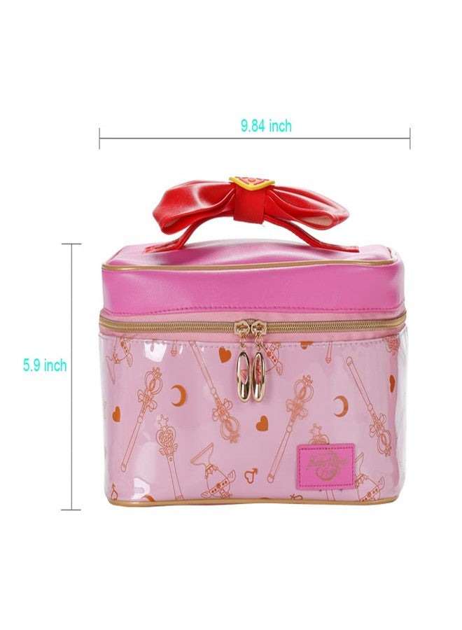 AngelReally Girl Makeup Bag, Cosmetic PU Leather Makeup Bag Portable Travel Cosplay Makeup Bag Organizer Storage Bag Cartoon for Girls Women - Image 2