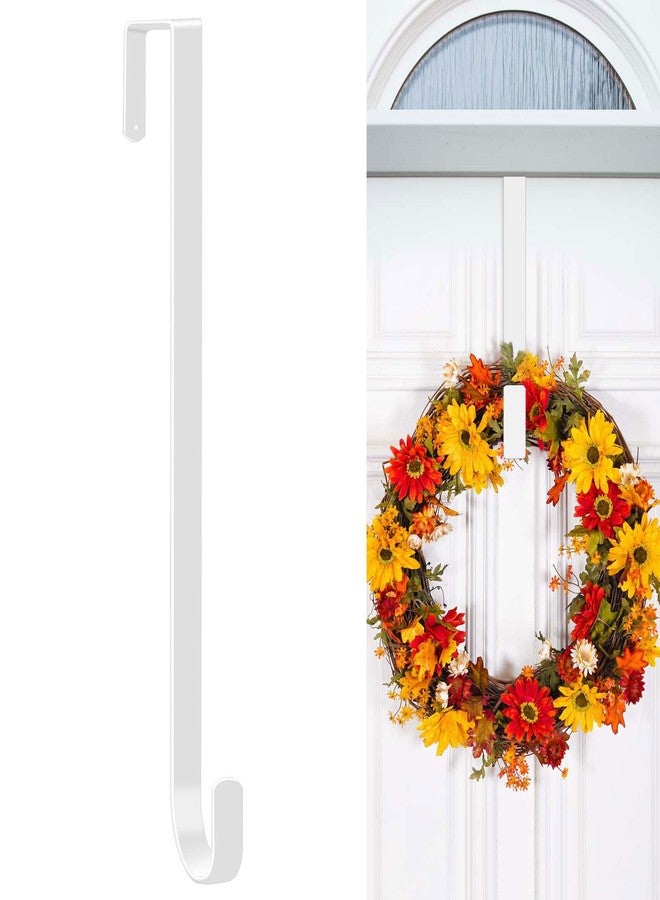 Dapute 15" Wreath Hangers for Front Door, 1 Pack Over The Door Wreath Hanger Hooks for Hanging Spring Easter Fall Decoration, Door Hangers Suitable for Various Doors (White) - Image 1